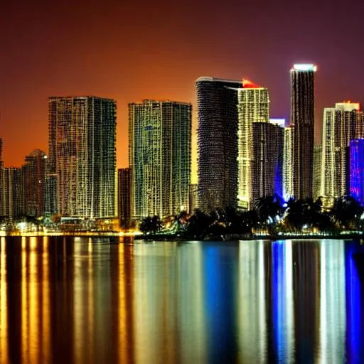 Prompt: skyline of Miami at night
