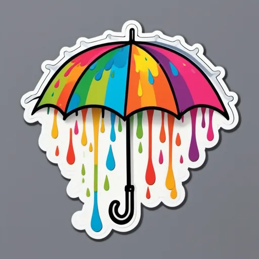 Prompt: Rain falling off an umbrella,  paint splatter, colourful, vivid