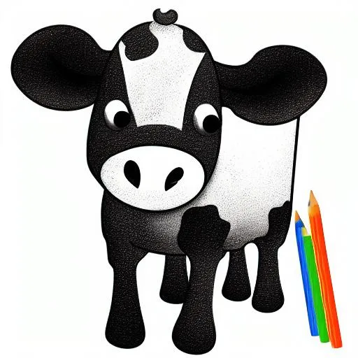 Prompt: Sketch Cow for baby coloring

