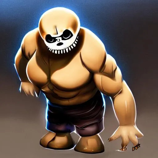 Prompt: sans undertale with tons of muscles, highly detailed, sharp focus, digital painting