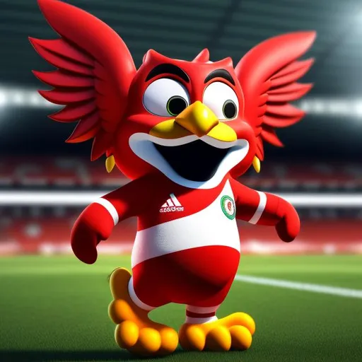 Prompt: Mascot garuda ,beckground merah putih