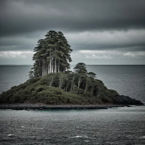 Prompt: a 800 mm photo of a mysterious island in the distance, eerie atmosphere and dreamlike scary, extremely detailed effects and lighting