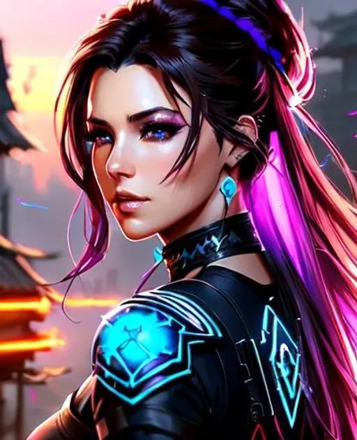 Prompt:  #Character Kate# woman Manga cover art. dark brown hair, turquoise and lavender eyes, wearing Dancer artifact gear from FFXIV, intricate cyberpunk tribal village, realistic face, emotional lighting, character illustration by Ilya Kuvshinov, ethereal, jewelry set balayage wild hair, royal vibe, highly detailed, digital painting, Trending on artstation , HD quality, Big eyes