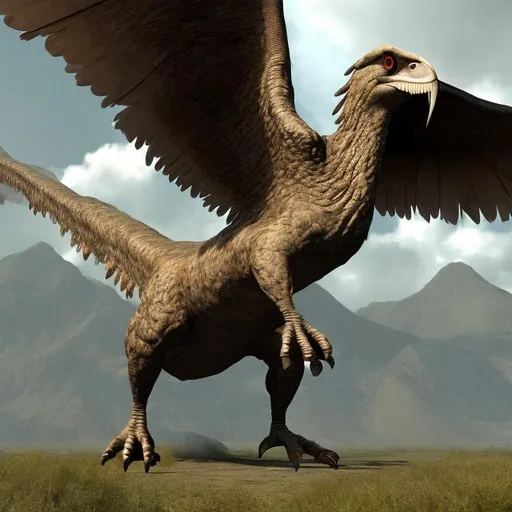 Prompt: A giant prehistoric bird