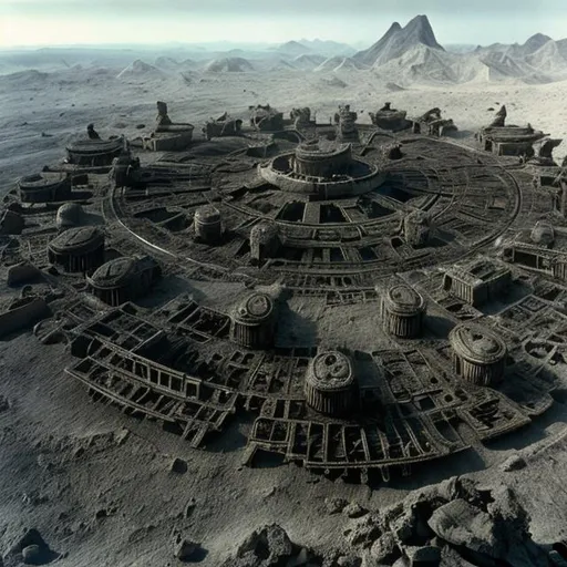 Prompt: A ruined, alien city, in the style of Star Trek. {Star Trek: The Next Generation}