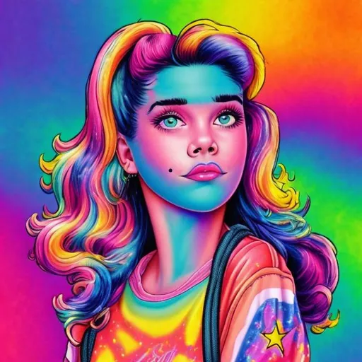 Prompt: 80s girl in the style of Lisa frank