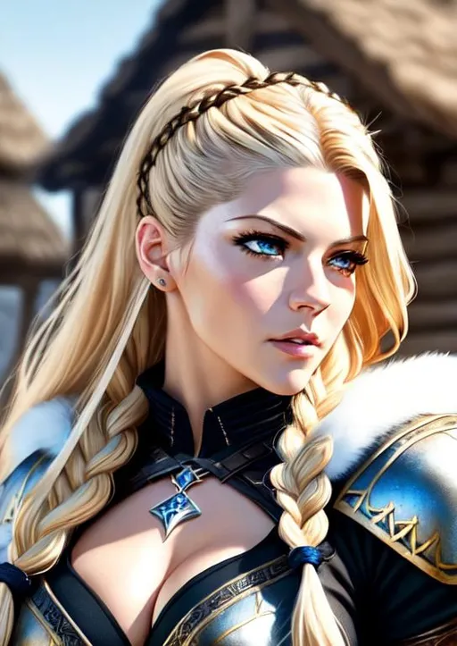 ((Katheryn Winnick as shield maiden in battle)), vik... | OpenArt