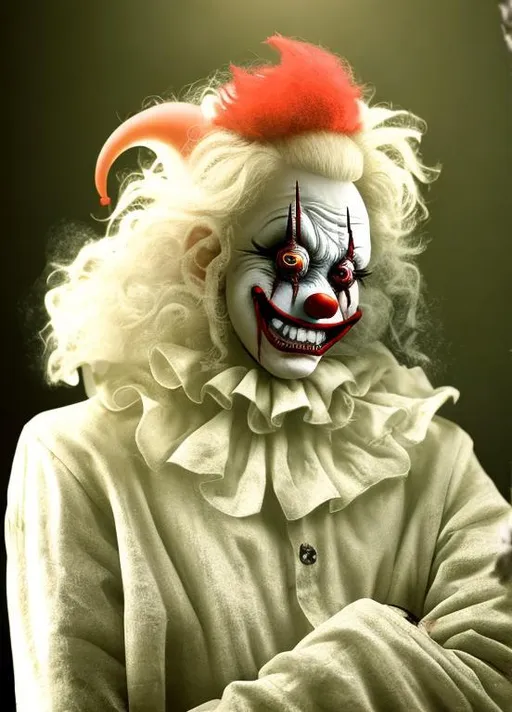 Prompt: Horror Sinister Epic 3D HD Evil Apocalyptic {Terrified}Clown, hyper realistic, 4K expansive industrial background --s99500