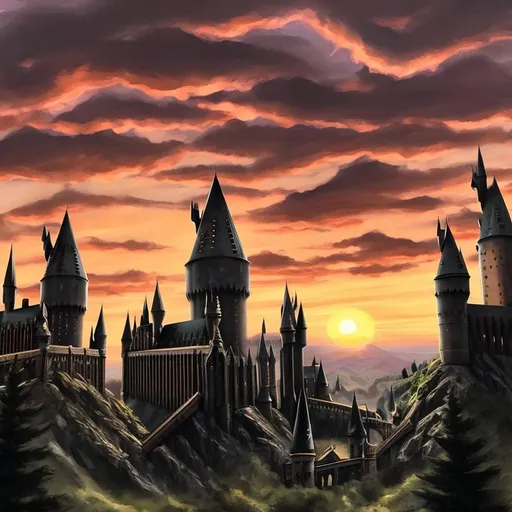 Prompt: hogwarts sunset