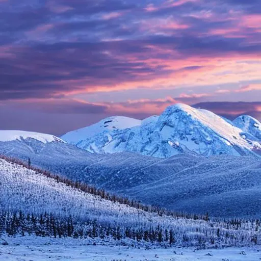 Prompt: snowy tipped mountains with a snowy valley at arctic sunset, cloudy, with a scifi 
scp facility in the distance,  anime, close up, highly detailed, no blur, sharp focus, 100mm lens, 8k, in leipzig