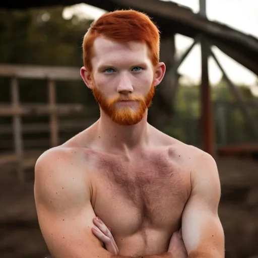 Prompt: 25 year old skinny redneck man with short red hair