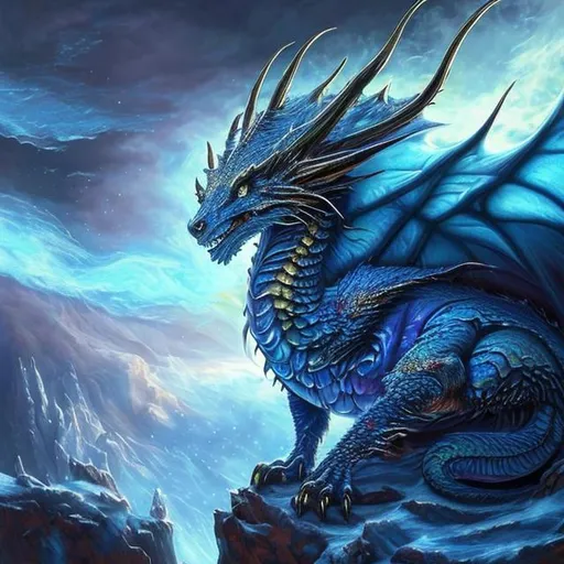 Prompt: (masterpiece, oil painting, best quality:1.5), insanely beautiful celestial {Dragon}, with {blue fur}, growling, glaring at viewer, global illumination, psychedelic colors, ice colors, hail falls when it howls, highly detailed face, beautiful detailed eyes, beautiful defined detailed legs, beautiful detailed shading, highly detailed body, ice storm, billowing wild frosty fur, blue magic fur highlights, ice element, {auroras} fills the sky, glowing cold, dry ice, frosted body, crystallized fur, frosted face, full body focus, beautifully detailed background, (trending on artstation), cinematic, 64K, UHD