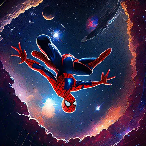 Prompt: spider man in space