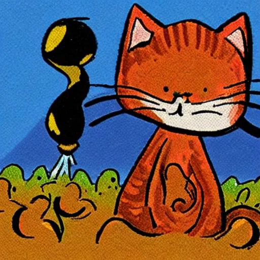 Prompt: Cartoon cat with  poop 