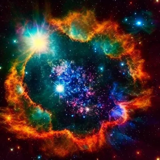 Prompt: /imagine prompt: color photo of a supernova, bright, fiery, explosive, otherworldly, awe-inspiring, mesmerizing, illuminating, celestial, magnificent, cataclysmic,

The scene is set in the vast expanse of space, the backdrop a deep indigo, studded with countless sparkles of light. In the center of the photo is a supernova, a magnificent explosion of fiery light that illuminates the darkness. The colors range from deep oranges and reds to bright yellows and whites, creating a mesmerizing display of beauty and destruction. The atmosphere is otherworldly, as if the viewer has been transported to a different universe entirely.

The camera used to capture this image is a Nikon D850, fitted with a 50mm lens and loaded with Kodak Portra 800 film. The technique used is long exposure, capturing the moving light in an awe-inspiring way.

Directors: Christopher Nolan, Guillermo del Toro, James Cameron
Cinematographers: Roger Deakins, Emmanuel Lubezki, Janusz Kaminski
Photographers: Annie Leibovitz, Steve McCurry, Sebastião Salgado
Fashion Designers: Alexander McQueen, Iris van Herpen, Jean Paul Gaultier

—c 10 —ar 2:3