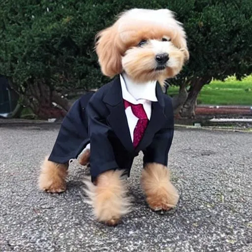 Prompt: Dog wearing a suit