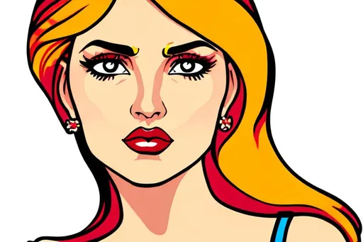 Prompt: Beautiful woman cartoon portrait pop art