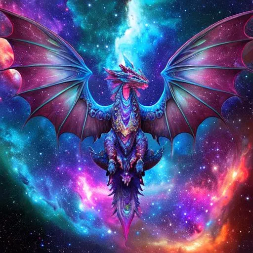 Prompt: Cosmic Epic Beautiful Nebula Western Dragon}, big dreamy eyes, beautiful intricately-colored scales, symmetrical, Beautiful and Gorgeous, hyper realistic, expansive psychedelic background, hyper realistic, 64K --s99500