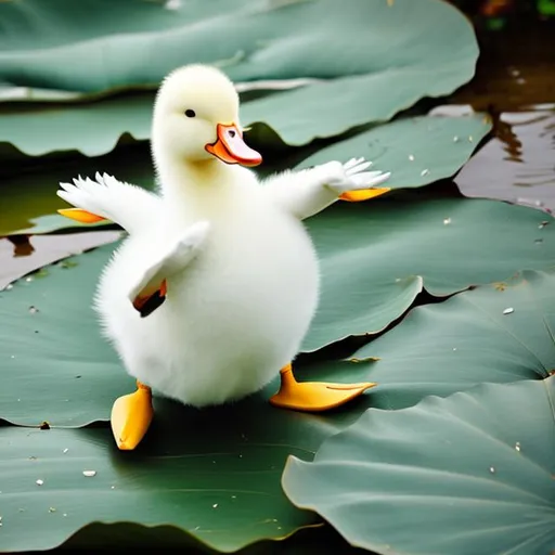 Duck dance on lotus leaf | OpenArt