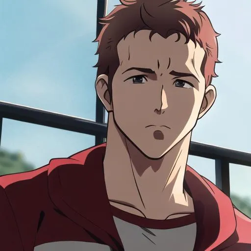 Prompt: Ryan Reynolds as a anime character 