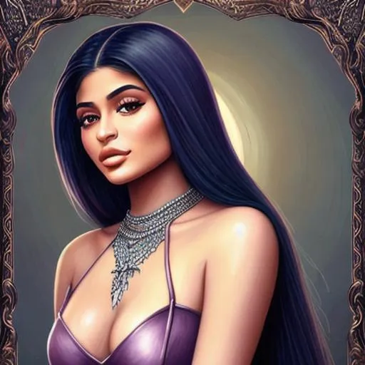 Prompt: kylie jenner in a majestic fantasy art style