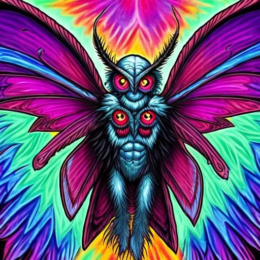 Prompt: Mothman in the style of Lisa frank