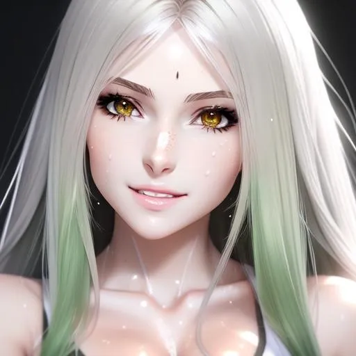 Prompt: semi-realistic anime girl, skin highlights, hair highlights, sweat,
blushing, movie scene, adult researcher, glamour, cleavage,
wonderful face, very detailed face, extremely detailed face, highly detailed face, soft smile, happy,
perfect face, perfect eyes, perfect teeth, perfect body, perfect anatomy, beautiful body, trending on instagram, trending on tiktok, trending on artstation, trending on cgsociety, white sclera,
photorealistic, masterpiece, cinematic, 16k artistic photography, epic, drama, 
romance, glamour, beauty, 
cinematic lighting, dramatic lighting, insanely detailed, soft natural volumetric cinematic lighting, award-winning photography, rendering, hd, high definition, 
highly detailed