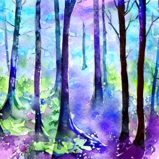 Prompt: magical forest watercolor painting




