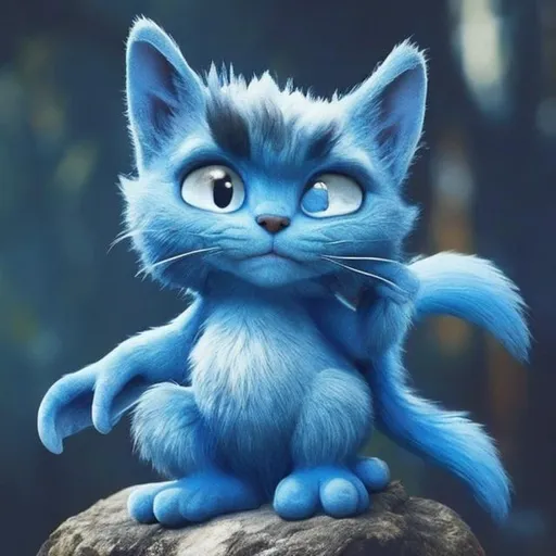 Cat dressed as smurf