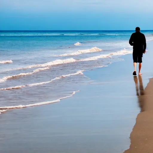 Prompt: Man walking on the beach 