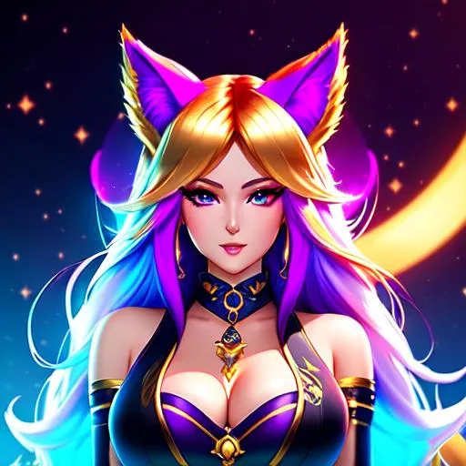 Prompt: Professional digital art of K/DA Ahri, intricate details, face,  full body portrait, headshot, illustration, UHD, 4K