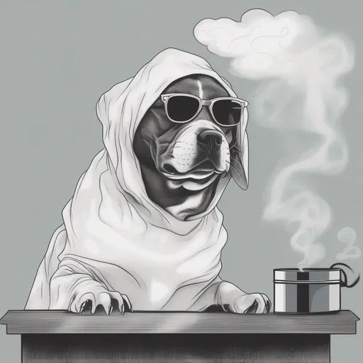 Prompt: Ghost dog smoking