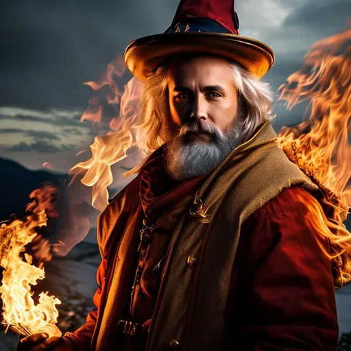 Prompt: Realistic photo of Fire Wizard full hd, ultra realistic, highly detailed, 8k. Soft lighting 