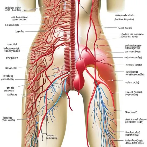 Prompt: A detailed diagram of the urinary system, showing its placement within the human body, including all the components that a first year medical student would need to recognize. Simplify the rest of the body to ensure that the urinary system is clear.
