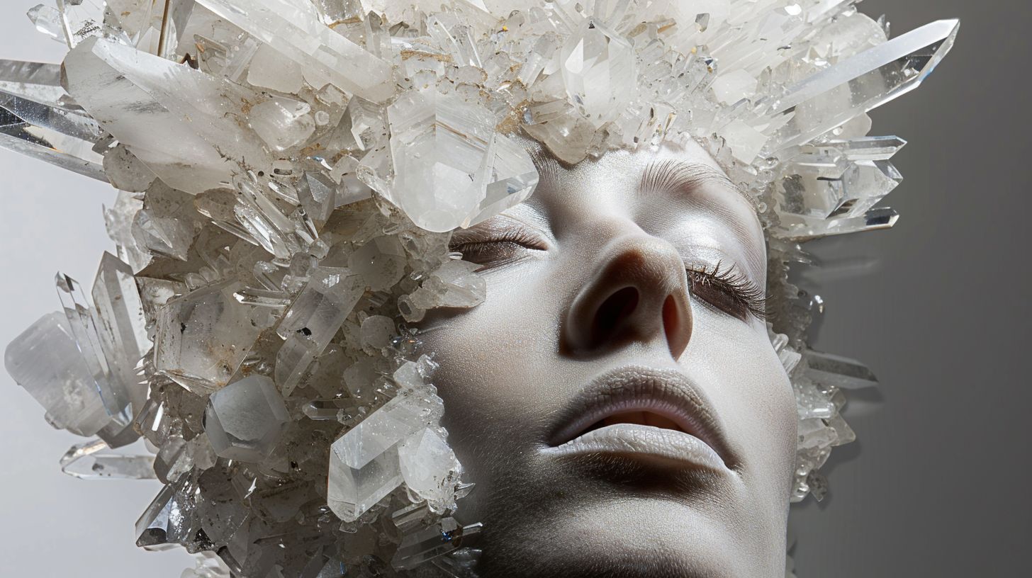 Prompt: high end crystal face crystalize into existence