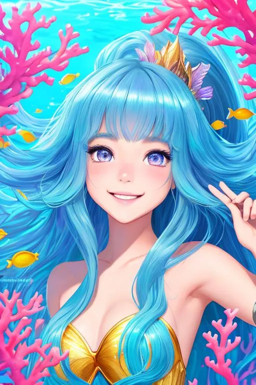 kawaii, cute, mermaid, anime Character Design, Unrea