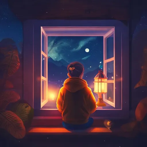 girl chill in window mid night | OpenArt