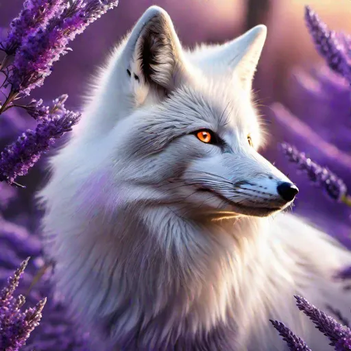 Prompt: (Best quality, highly detailed, professional oil painting, epic digital art, masterpiece:1.5) Highly detailed portrait of a beautiful wise silvery-white ((fox)), (quadruped), gleaming {amethyst eyes}, gorgeous purple 8k eyes, purple nose, thick extravagant glistening lavender fur covered in frost, extravagant bushy tails, voluminous frosted mane, (plump), {purple mountain peaks}, (brilliant auroras), glistening (moonlight), pink twilight sky, UHD, HDR, studio quality, vibrant, cold colors, neon colors, vivid colors, full body focus, intricately detailed fur, beautifully detailed expressive eyes, intricately detailed face, highly detailed background, highly detailed mouth, vibrant, vivid colors, 64K, 3D, unreal engine, perfect composition, Yuino Chiri