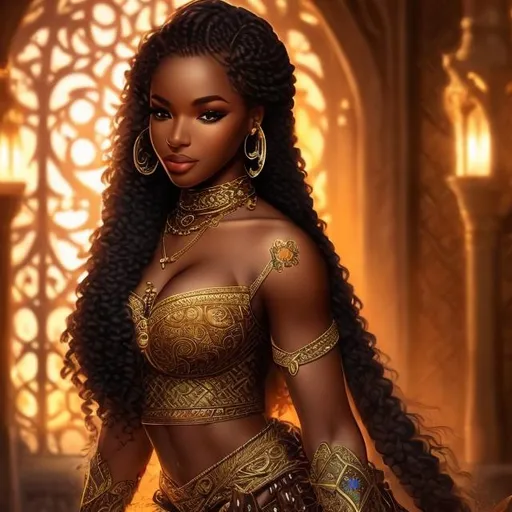Prompt: (masterpiece), (best quality:1.2), (intricate detail), {topless, medieval fantasy african girl, highly detailed, short hair, skirt, fullbody, tight, abs}, furry artist, furry art