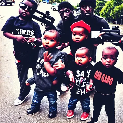 Prompt: Baby’s ,gang shooting,robbery,