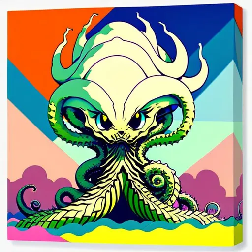 Prompt: Sand  Kraken Cute Anime WPAP pop art