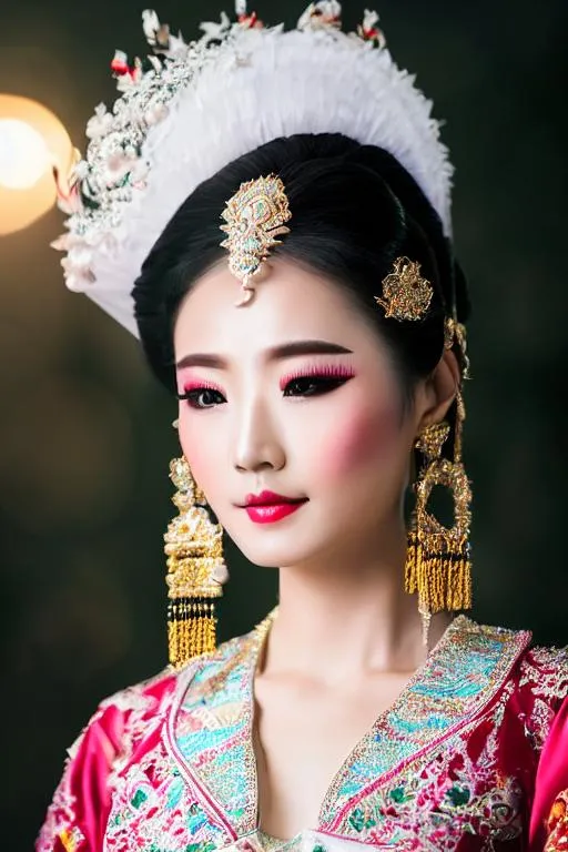 Prompt: A cinematic film still, of (beautiful elegant traditional Chinese dancer), clothed, (wearing traditional Chinese dress), (white face paint), (black eyeliner), (small breast), on dim lit stage, volumetric fog, ((detailed skin textures)), shallow depth of field, cinematic lighting, subsurface scattering, photographed on Sony a9 II, 35mm lens, (highly detailed:1.2), (sharp focus), (dull background colors, vivid foreground colors), Award-winning photograph