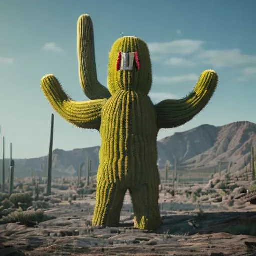 Prompt: Big Cactus Man With Huge Muscles