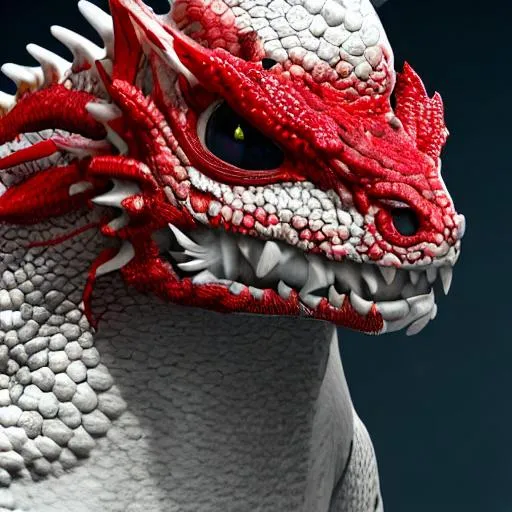 Prompt: white dragon, red eyes, red-spotted skin, 4k, 8k, realistic