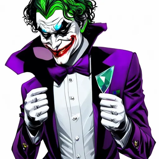 Prompt: DC Joker holding a diamond
