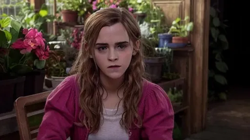 Prompt: Movie still of adult Emma Watson as Hermione Granger in a greenhouse. Extremely detailed. Beautiful. 4K. Award winning