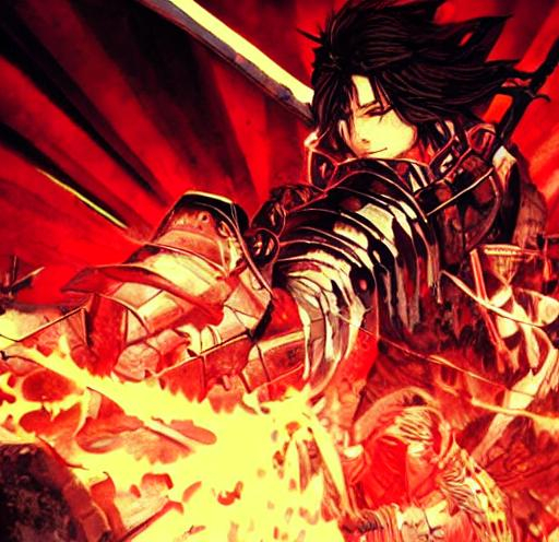 Anime war scene graphic High detail Samurai warrior... | OpenArt