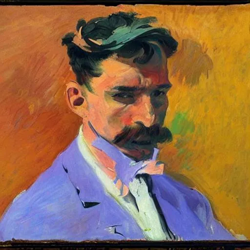 Prompt: A portrait of a man based on the colorful expressive work of Joaquin sorolla
