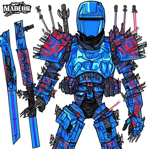 Prompt: meth blue anime armour laser sword
