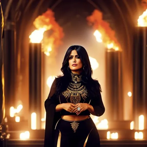 Prompt: Selma Hayek, as a genestealer cult leader